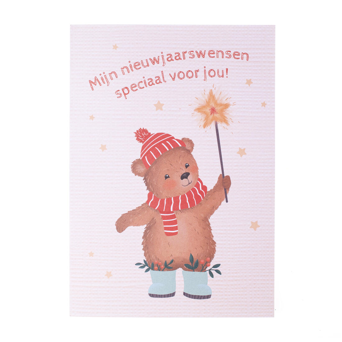 Nieuwjaarsbrief 17,5 x 23,5 cm beer met toverstaf