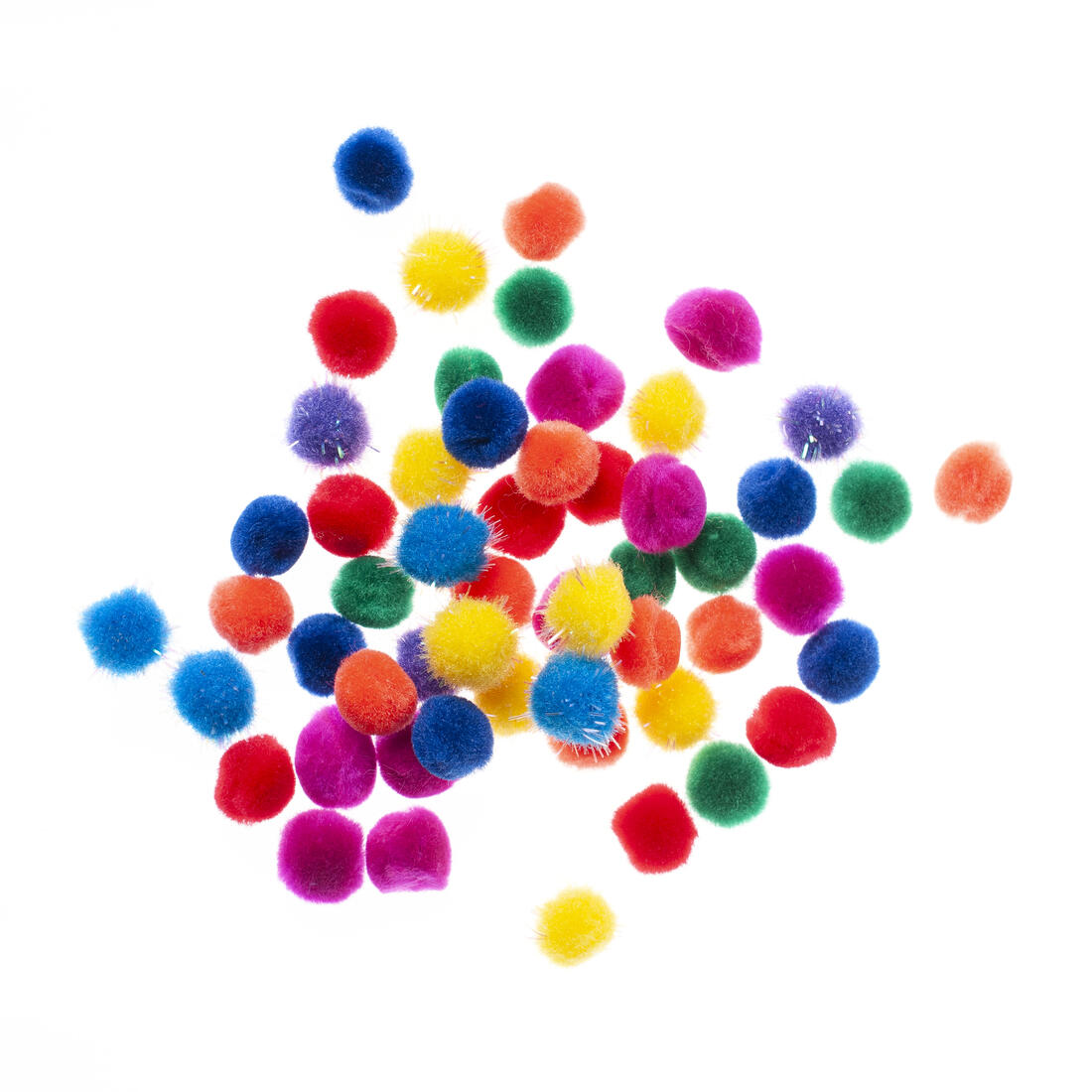 Pompon 10 mm 96 stuks regenboog mix