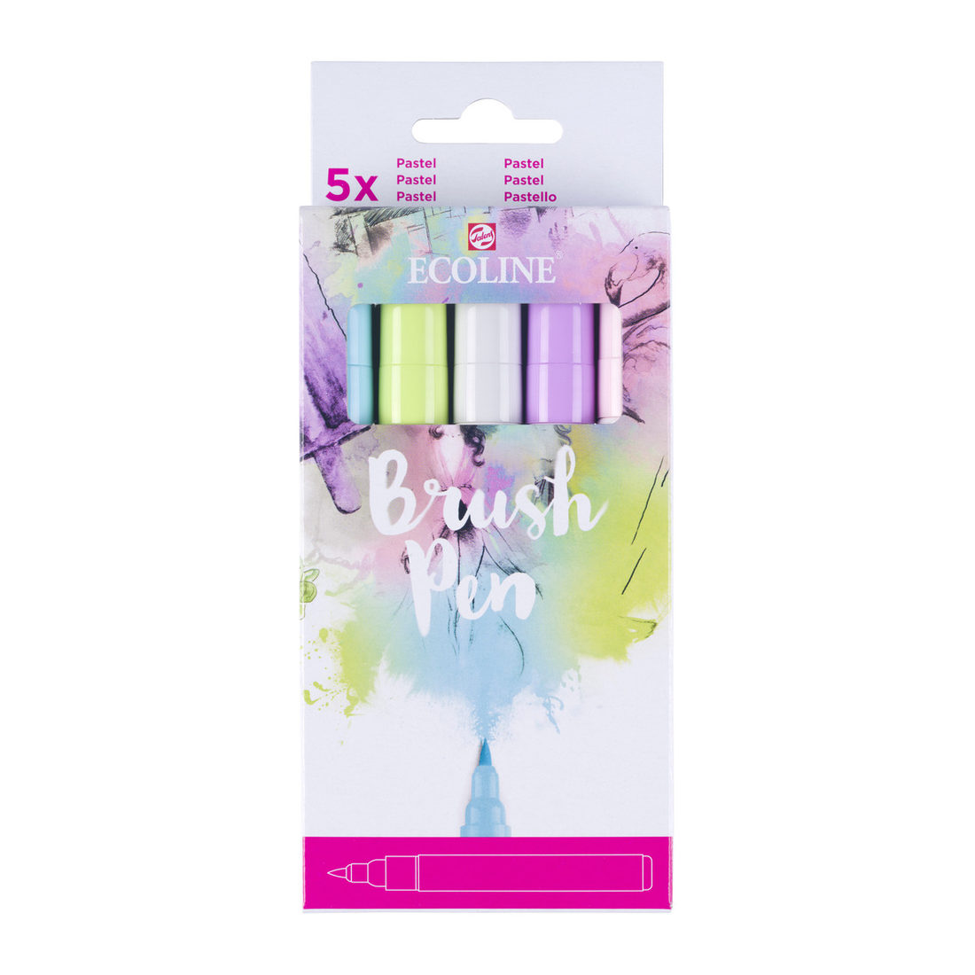 Ecoline brushpen set 5 stuks pastel