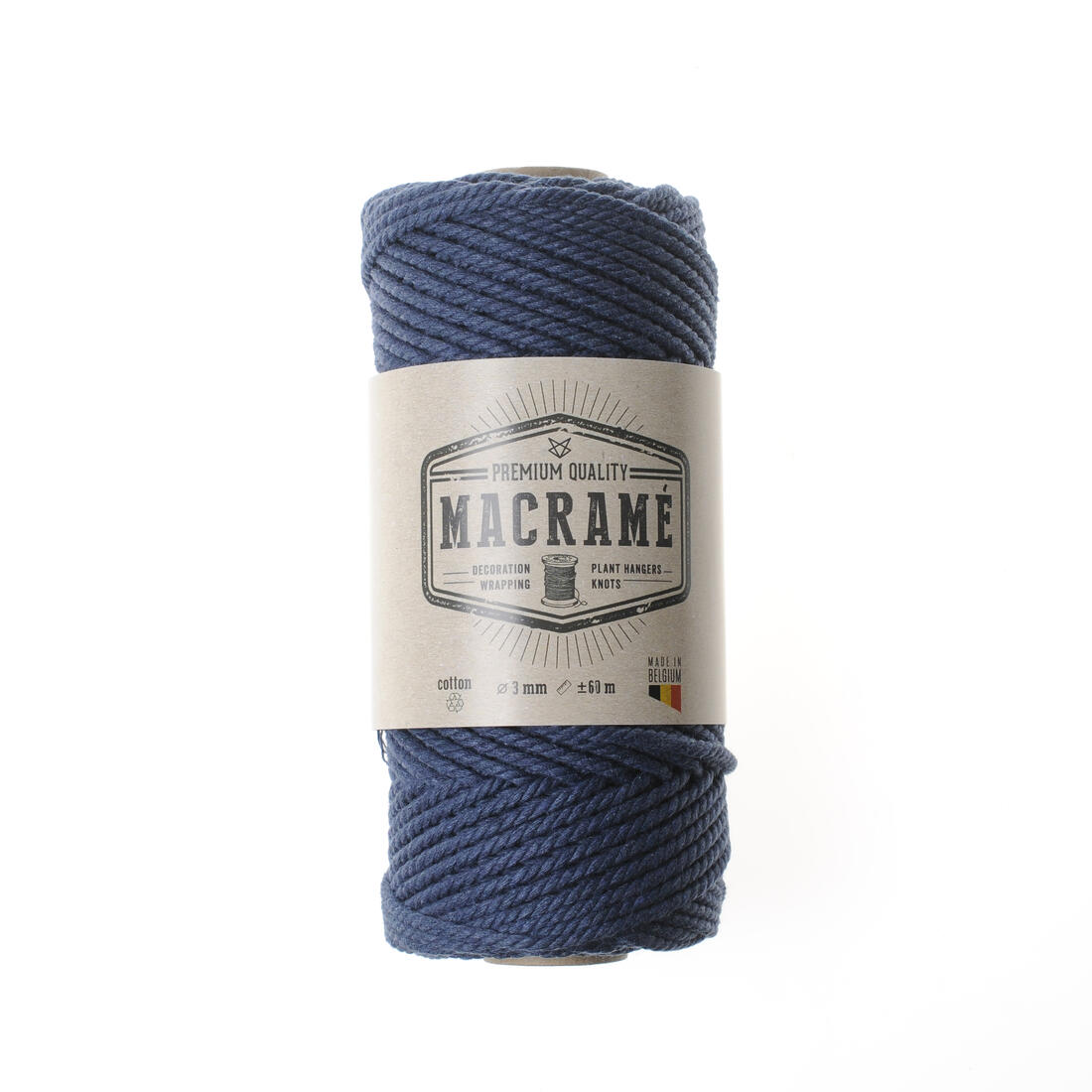 Macramé koord katoen 3 mm 60 m stormy