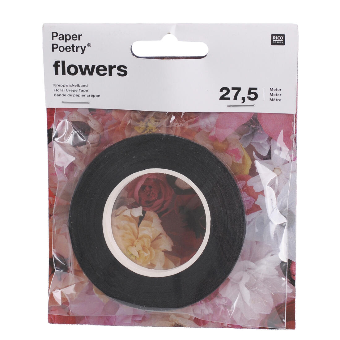 Bloementape 12 mm x 27,5m zwart