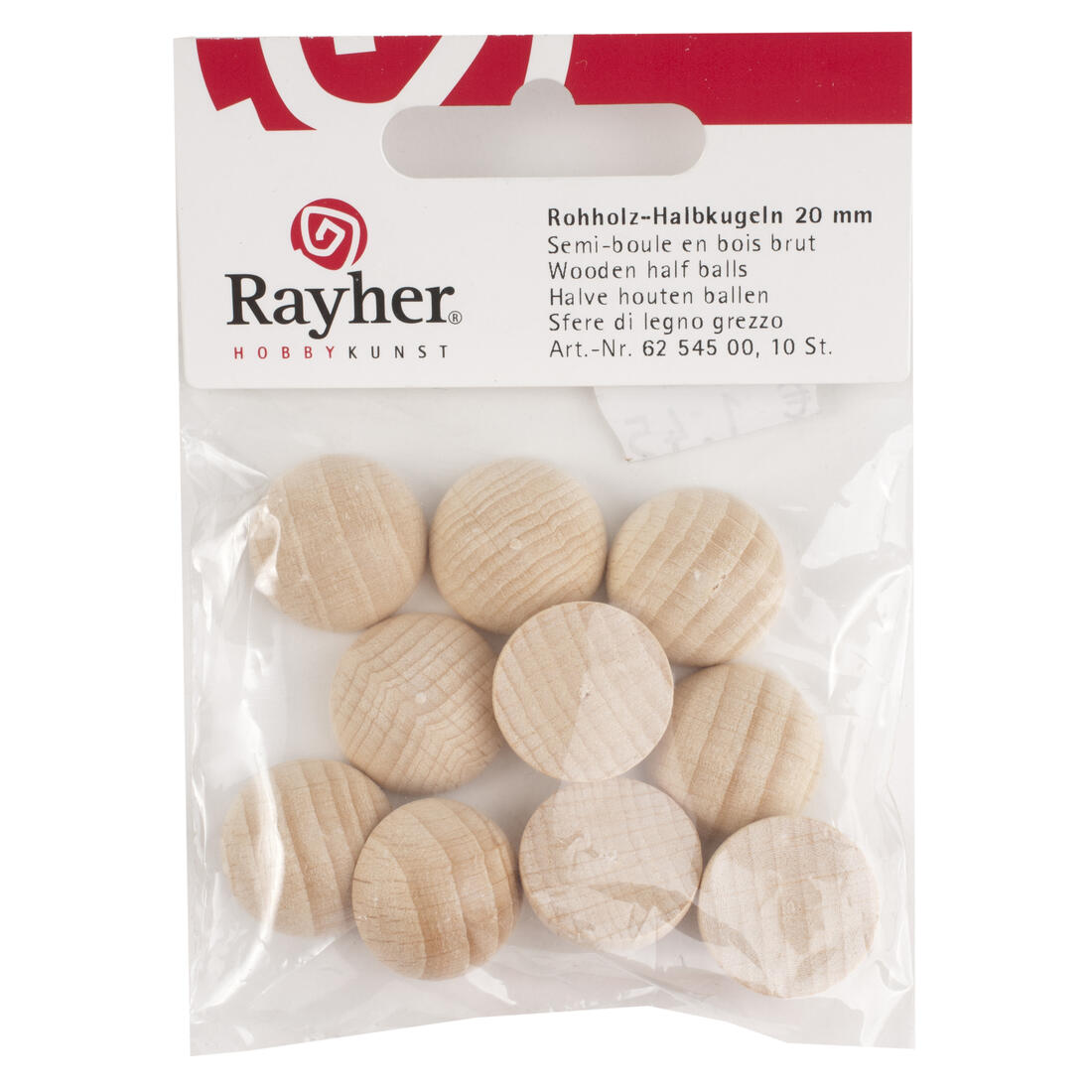 Houten bol half 20 mm 10 stuks