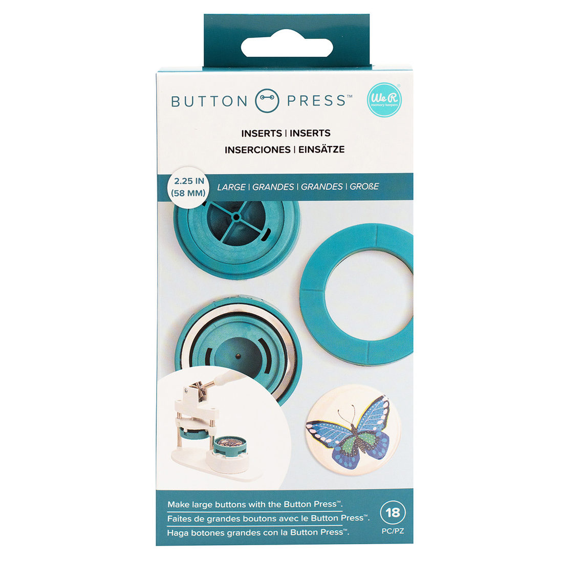 Inzetstuk voor buttonmachine 58mm incl. snijpons + 5 buttons