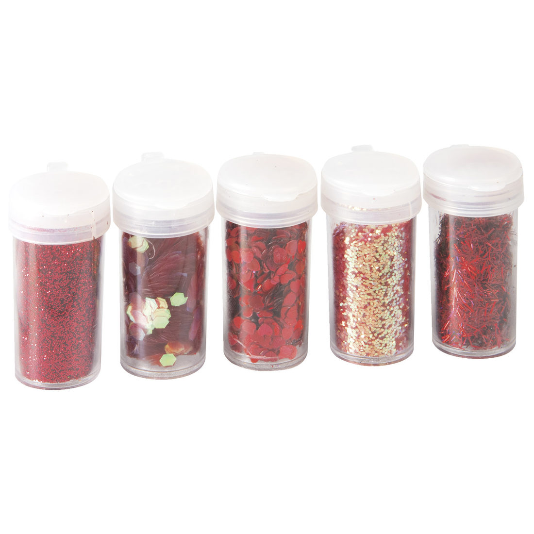 Glitter mix 5 x 4g rood