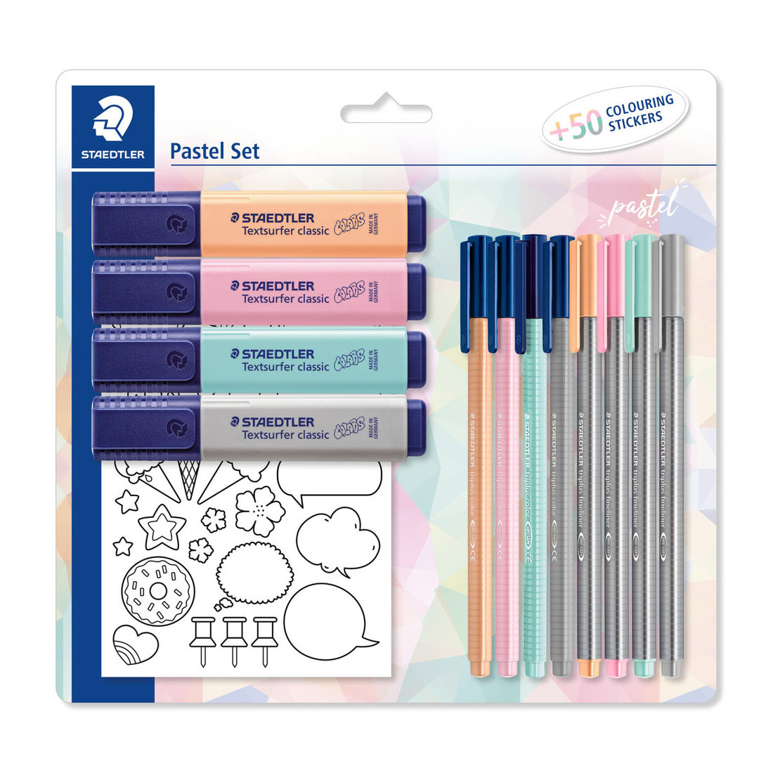 Pastel set 12 stuks + 50 kleurstickers