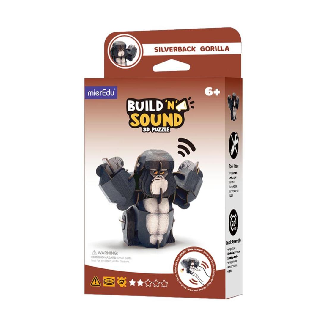 3D puzzel met geluid wild dier - gorilla