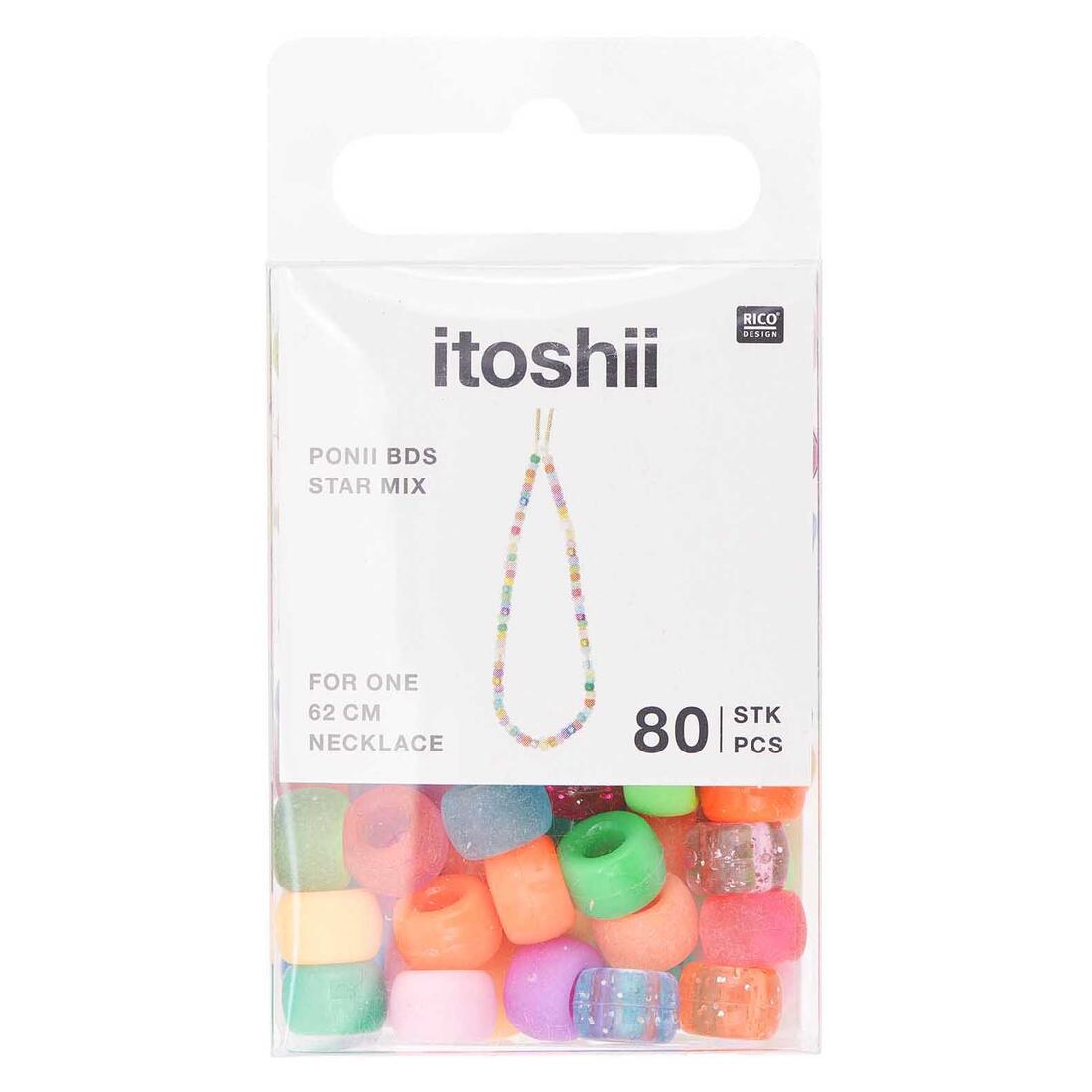 Ponii Beads Kralen 9 x 6 mm 80 stuks ster mix