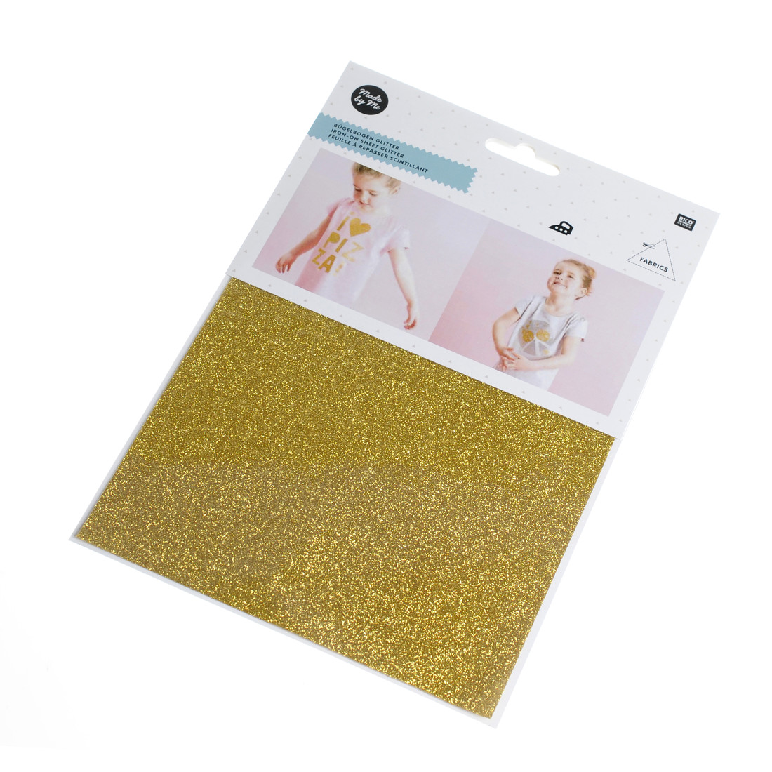 Strijkfolie glitter 15 x 18,5 cm goud