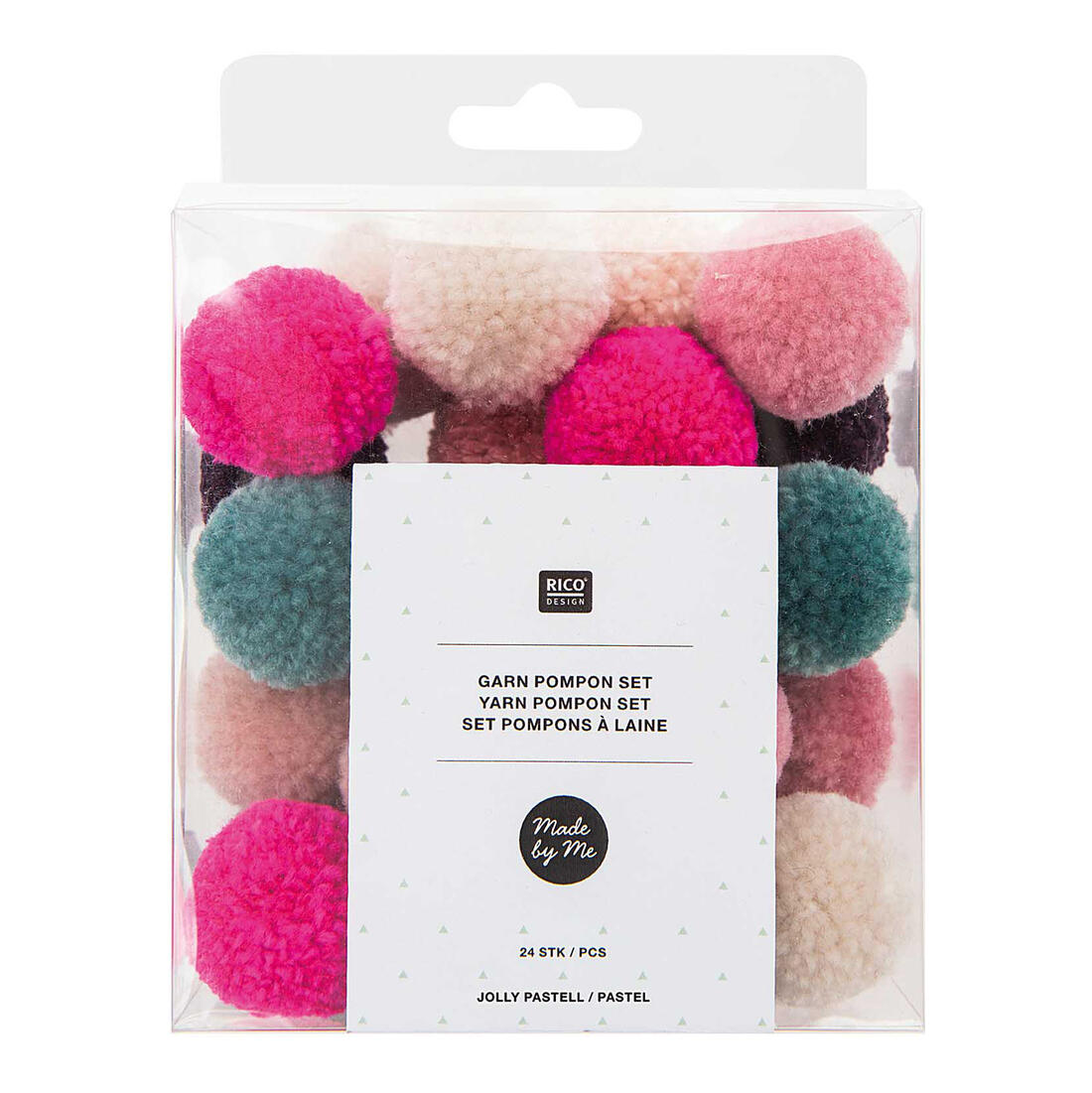 Pompon 24 stuks mix pastel kerst