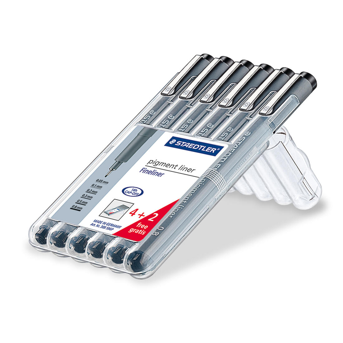 Staedtler pigmentliner set 6 stuks (4+2 gratis)