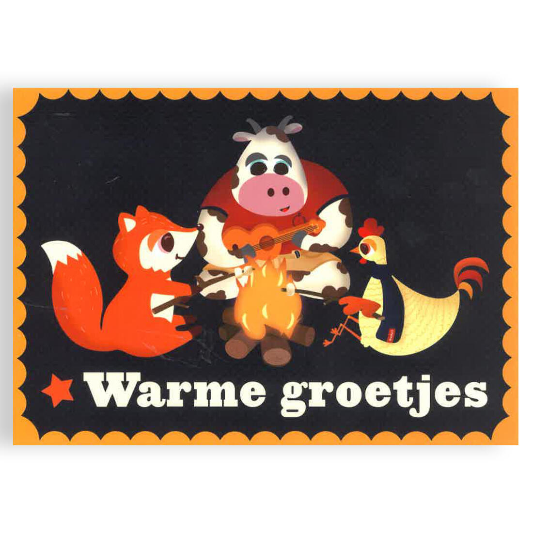 Wenskaart kampvuur Warme groetjes!