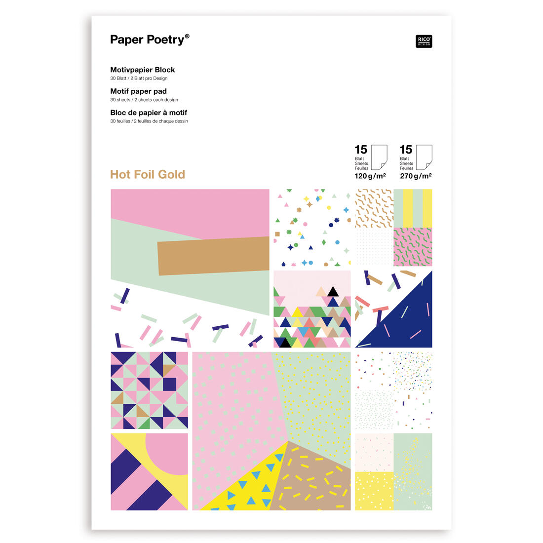 Blok papier A4, 120 - 270 g 30 vellen confetti