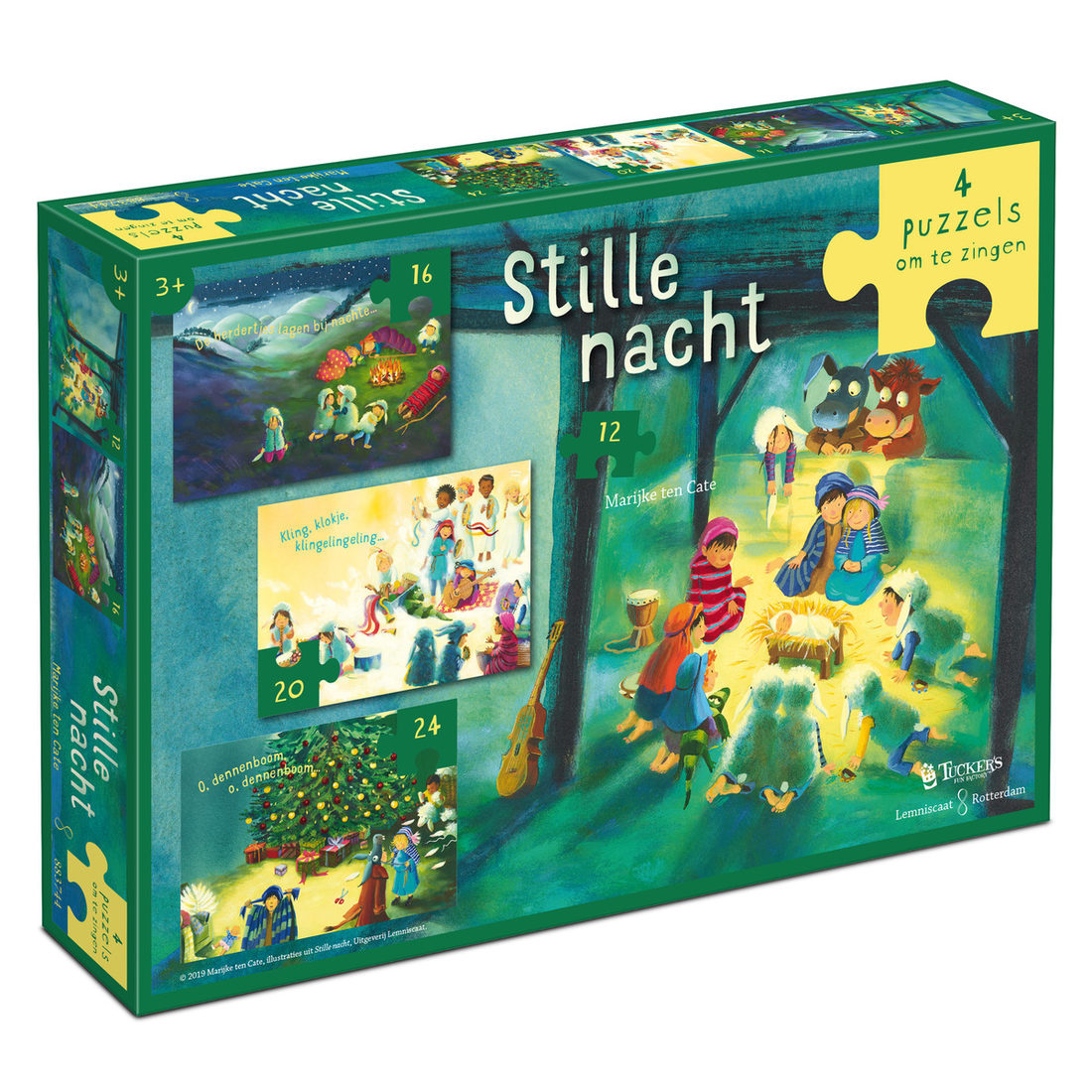 Stille Nacht kerstliedjes 4 puzzels (12+16+20+24 stukjes)