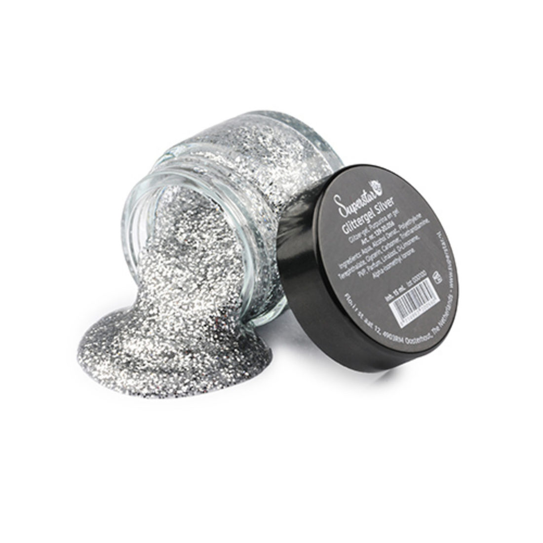 Superstar glittergel 15 ml zilver