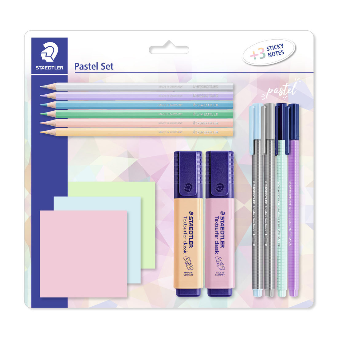 Pastel set 12 stuks + 3 sticky notes