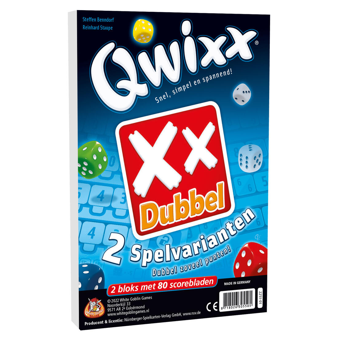 Qwixx Dubbel XX scoreblok 2 stuks van 80 blaadjes