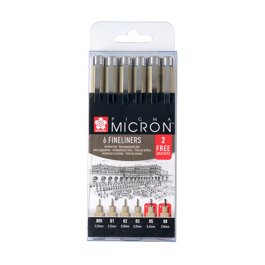 Sakura pigma micron set zwart 4+2