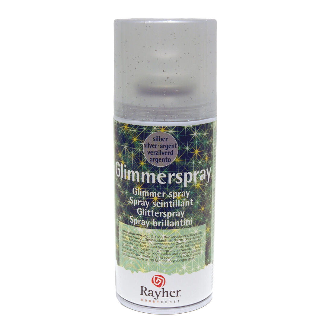 Glitterspray spuitbus 150 ml zilver